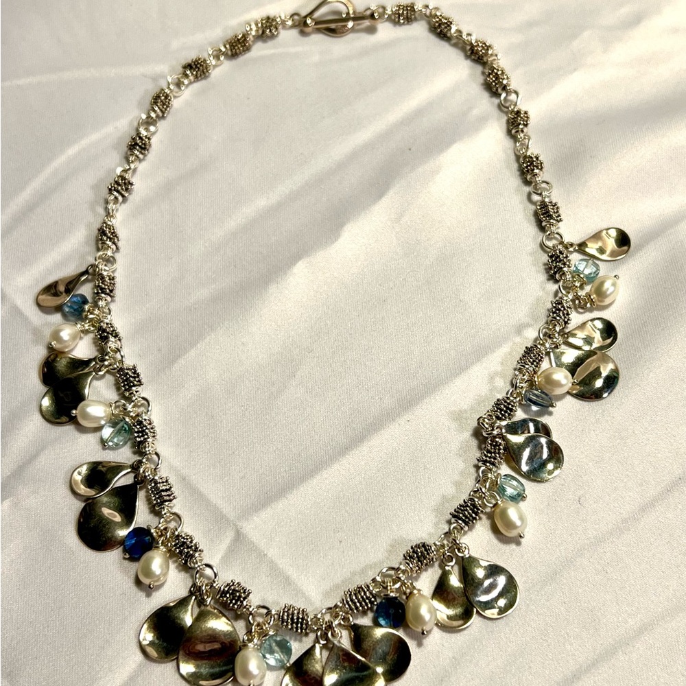 Starry Night by Michael Dawkins, 925 Sterling silver w/pearls & blue topaz. - Picture 2 of 16